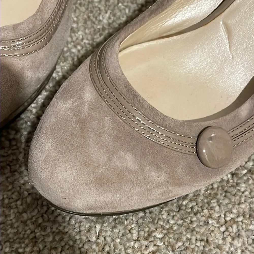 Nine West Taupe Heels Classic Suede Pumps